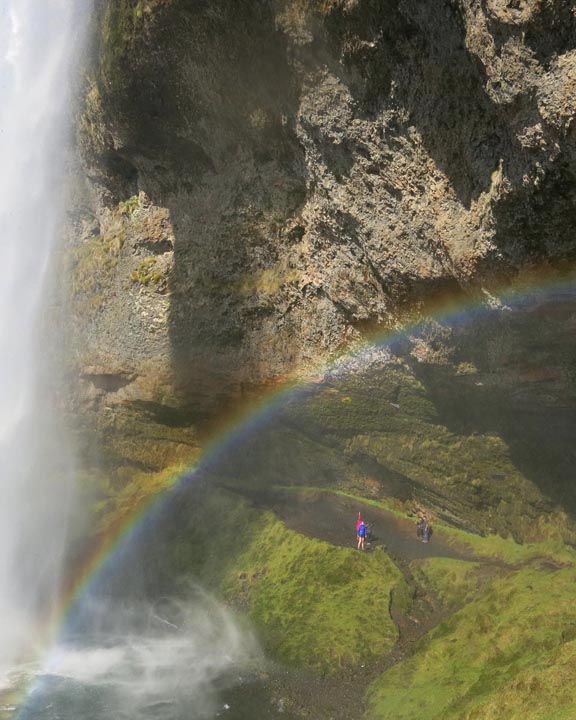 waterfall with people